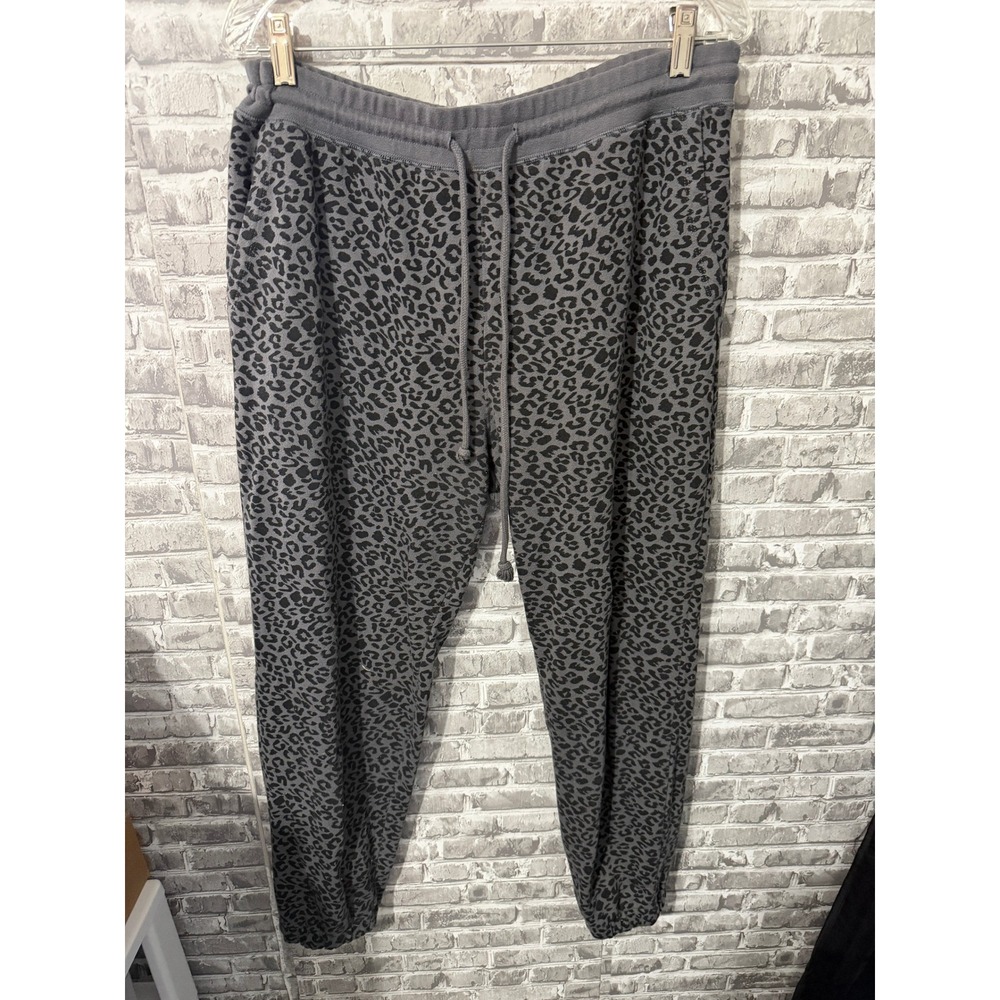 Rails Women Gray Black Leopard Print Joggers Drawstring Sweatpants XL
